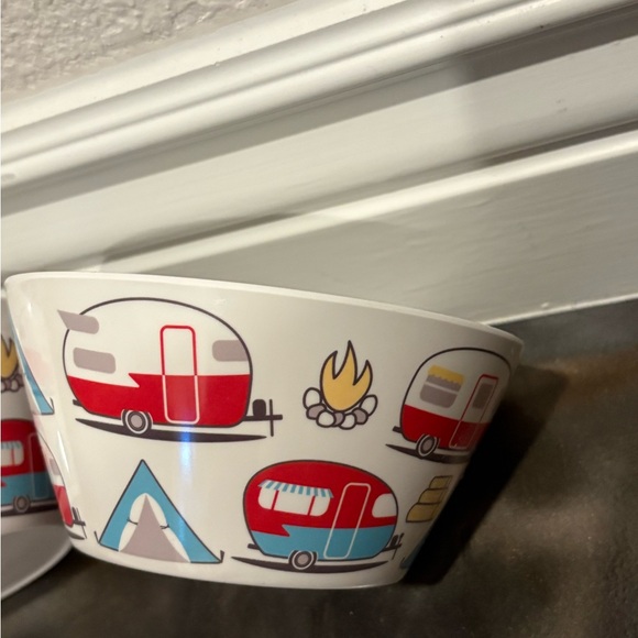 Zak! Design Melamine Camping Bowls Tent Bonfire Logs Airstream set of 2 - Picture 5 of 8